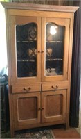 Antique Wooden China Cabinet with Glass Front