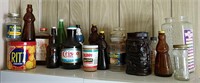 Vintage Glass Containers, some with contents