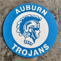 Metal Auburn Trojans Sign - 24" Across