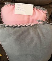New Set of 2 Fleece Decorative Pink/Grey Pillows