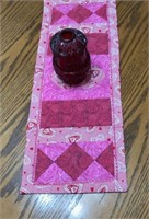 Valentine Red and White Hearts Table Runner