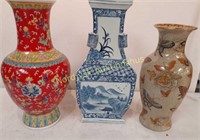 3 kinesiske vaser. H. 31-36