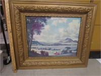 Antique Framed Farm Picture - Pick up only