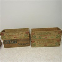 (4)Antique wood cheese boxes. Kraft, Brookfield.