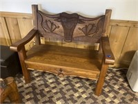 Custom Southwest Motif Bench With Carving