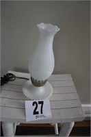 19" Tall Milk Glass Base & Shade Lamp (R1)
