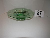 Vintage Green Glass Footed Bowl (11x2.5") (R3)
