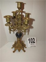 16.5" Tall Brass & Marble Candle Holder (R3)