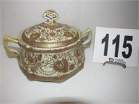 Hand Painted Nippon Covered Dish with Gold