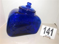 Cobalt Blue Glass Lidded Peanut Jar (9.5x10")