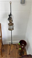 Wrought iron lantern style pole lamp