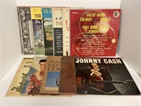 (11) vinyl records including Johnny Cash, Hank