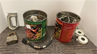 (2) coffee cans w/ tools and other items