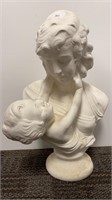Mother and child carved stone statue