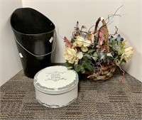 Artificial flower arrangement in basket, Home