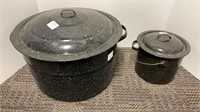 (2) granite ware pots