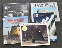 5 TRAIN BOOKS: STEAM TRAINS OF THE WORLD, RAILROAD