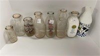 (8) assorted milk bottles