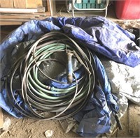 Tarps, Grease Gun And Garden Hose