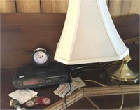 Clock Radio, Lamp And Assorted Items
