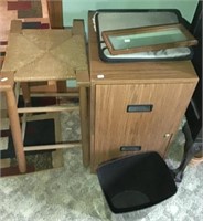 Metal File Cabinet, Stool, Miscellaneous