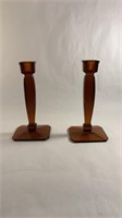 2 Glass Candlestick Holders