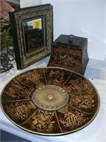 HEAVY HOME DÉCOR BOX WITH LID, ORNATE FRAMED