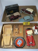 2 FLATS CARS WITH FRANKLIN MINT, ETC.