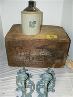 SYROCO CANDLE SCONCES, WELCH'S GRAPE JUICE CRATE,