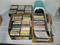 2 BOXES CASSETTE TAPES, BOX CDs, CD STORAGE