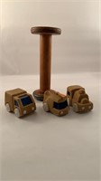 Three Toys and Wooden Stand