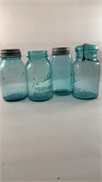 Lot of 4 Ball Blue Glass Pieces