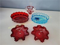 COIN GLASS RUBY RED CRYSTAL BASKET