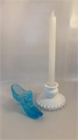 Fenton boot and candleholder