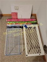 WRAPPING PAPER, GIFT BOXES, PLASTIC WIRE SHELVES