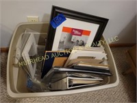 TOTE OF PICTURE FRAMES, ALBUMS