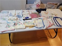 EMBROIDERED PILLOW CASES, DOILIES,  DRESSER