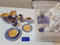 BLUE & GOLD DISHES, MISC