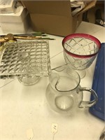 pitcher, cake stand, candy bowl