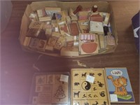 box of rubber stamps