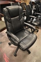 BLACK LEATHER HB CHAIR - NEAR NEW