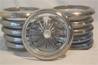 11 B-I sterling and crystal coasters
