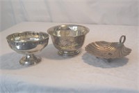 3 small sterling bowls. 365g