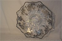 Silver over crystal footed bowl with roman key