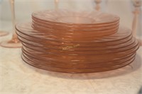 Pink depression glass 8 plates, 5 saucers, and