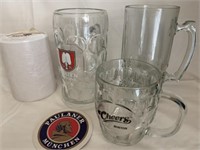 GLASS BEER MUGS & COASTERS