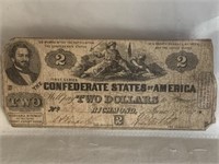 1862 CONFEDERATE 2 DOLLAR BILL