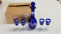 Blue cut to Clear Decanter set