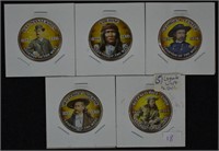 5 pcs. Legends of the West Colorized Quarters