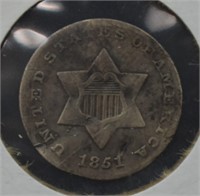 1851 Silver Three Cent Piece